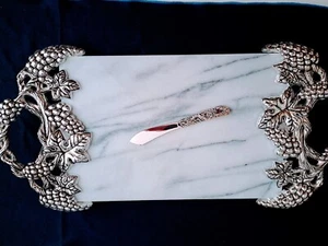 Godinger versilbertes Traubendesign Marmortablett/Characuterie Board & Server - Bild 1 von 7