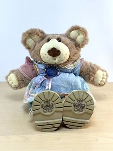 Vintage Hattie 1985 Furskins Bear Xavier Roberts Flour Sack Dress and Diaper - Picture 1 of 20