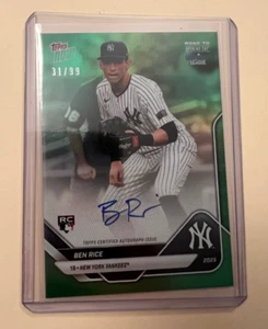 2025 Topps NOW Road To Opening Day Ben Rice RC Auto Green /99 Yankees Rookie - Bild 1 von 2