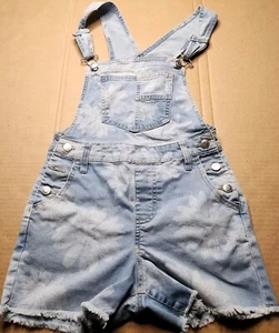 No Boundaries Denim Jrs Overalls Shorts XS (1) With Daisies - Picture 1 of 6