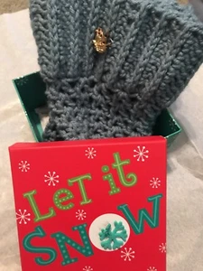 Handmade Knitted Crochet Boot Cuffs Toppers Blue with box - Picture 1 of 7