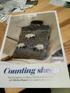 Chunky Counting Sheep Hot Water Bottle Cover Knitting Pattern Monica Russel - Picture 1 of 2
