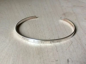 Brazalete vintage de plata de ley .925 8 in Love Believe Dream - Imagen 1 de 4