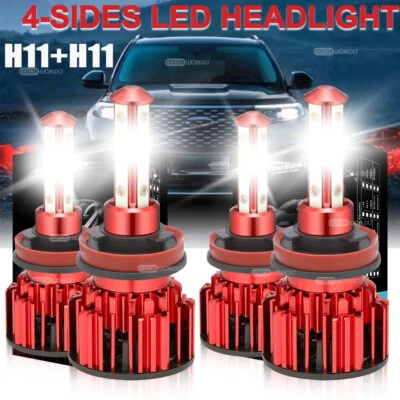 For Cadillac CTS 2008-2014 White 4PCS H11 LED Headlight High & Low Beam Bulbs - Image 1 of 4