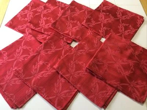 8 Elegant Cranberry Jaquard Christmas Holiday Cloth Napkins - Picture 1 of 5