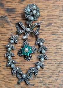 traumhafter .925 Silber Anhänger Perlen grüne Steine vintage ANSCHAUEN !!! - Bild 1 von 3
