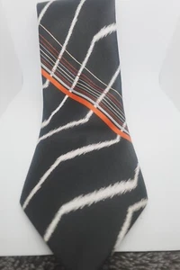 Vintage El Caballero Krawatte schwarz weiß rot gestreift Art Deco Polyester - Bild 1 von 5