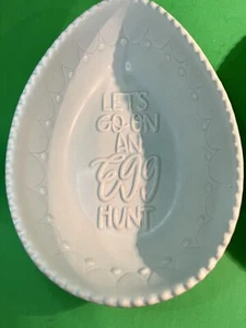 2 Ceramic oval Easter bunny candy dish bowls pink n blue Crescent Earthenware 7” - Picture 1 of 12