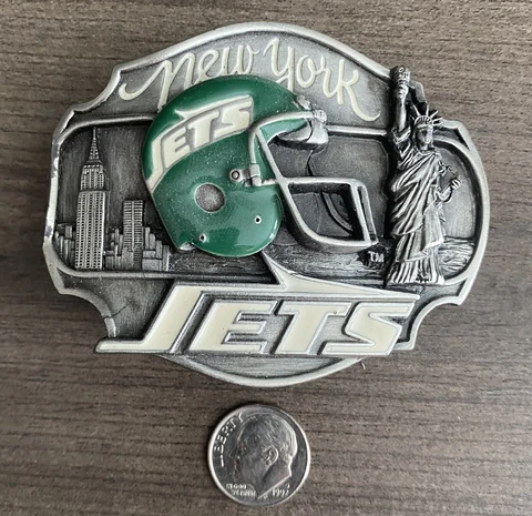 Vintage New York Jets Belt Buckle 1987 Siskiyou Limited Edition NOS Cover