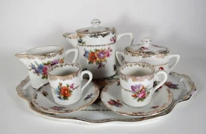 Antique Tea Set Erdmann Schlegelmilch 10 Pc 19th Cent Floral Germany Porcelain - Picture 1 of 17