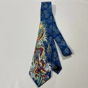 Ed Hardy By Christian Audigier Men's Silk Necktie Dragon Design Rhinestone - Picture 1 of 21