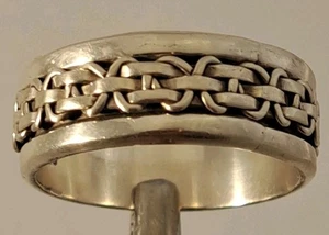 Vintage Sterling Silver Weaved Wire Work Design Spinner Ring Handmade size 11.5 - Picture 1 of 5