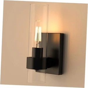Zevluck 1-Light Wall Sconce, Matte Black Bathroom Vanity Light with Cylinder - Picture 1 of 7