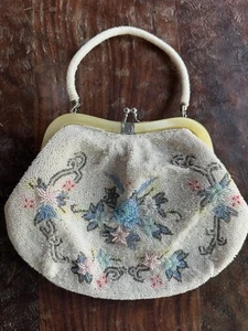 Vintage 50’s 60’s Beaded Evening Bag Handtasche Floral Hong Kong - Bild 1 von 4
