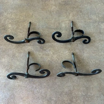 Lote De 4 Persianas Decorativas De Colección Perros Herrajes De Hierro Negro Con Perno Original Foto 1 de 4
