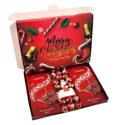 Lindt Lindor Milk Chocolate Bars & Santa Gift Box Hamper Christmas Present - Image 1 of 4