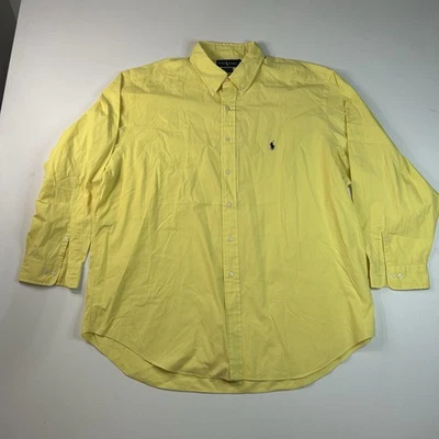 Polo Ralph Lauren Yarmouth Shirt Mens 18 34/35 Yellow Button Down Long Sleeve - Image 1 of 4