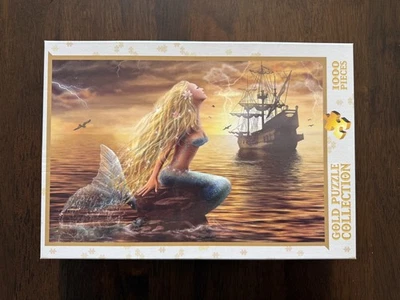 Gold "Mermaid" Alena Lazareva 1000 Piece Jigsaw Puzzle-Complete-RARE-DMG BOX - Image 1 of 4
