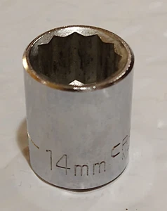 CRAFTSMAN TOOLS EE44305, 3/8" DRIVE, 14MM. SOCKET, SHALLOW, 12 POINT *USA MADE* - Picture 1 of 10