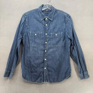 Camisa Uniqlo Para Hombres Xtra Grande Azul Calce Ajustado Denim Abotonada Suave Cambray Desvanecido - Imagen 1 de 14