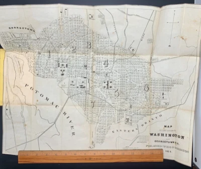 Libro de viajes Morrison's Guide Washington DC de 1875 con mapa desplegable vintage estadounidense Foto 1 de 4