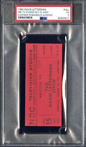 1980 David Letterman Show Andy Kaufman Panhandles Audience Full Ticket Stub PSA