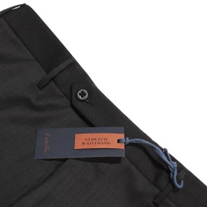 Zanella NWT Dress Pants Size 34 US Curtis In Black Melange 100% Wool - Picture 1 of 13