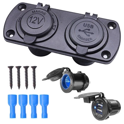 Auto KFZ Zigarettenanzünder Steckdose mit Dual USB Ladegerät Buchse Einbau  12 V - Bild 1 von 4