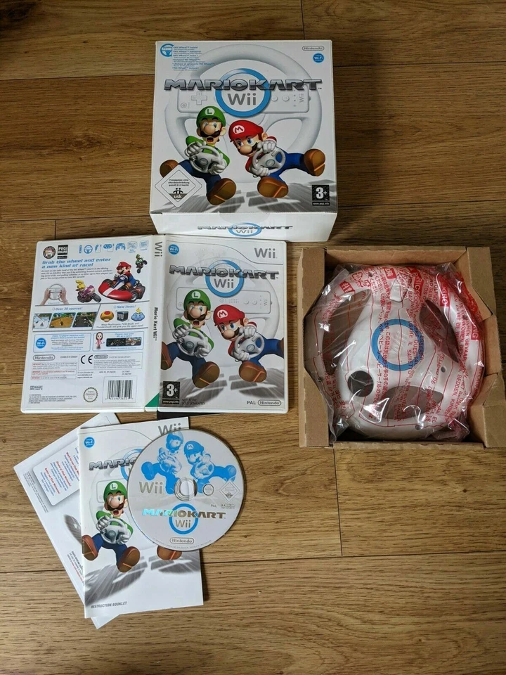 Wii MARIO KART + WHEEL Big Box PAL UK Version Nintendo - Complete - Free P&P - Image 1 of 1
