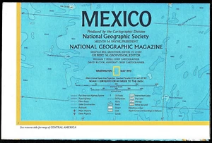 1973-5. Mai MEXIKO & ZENTRALAMERIKA National Geographic Karte Schulposter - A3+ - Bild 1 von 3