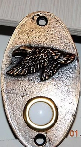 American Eagle USA Doorbell Push Button Oval Door Hardware Antique Brass - Picture 1 of 2