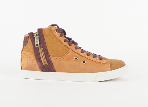 Scarpe da ginnastica da donna Timberland Earhkeeper Glastenbury cerniera laterale 8437A in pelle marrone chiaro alte