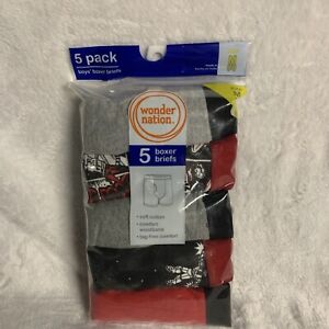 Wonder Nation Boys 5 Pack Red/Black Boxer Briefs Underwear Size Medium 8 NIP