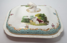 Antique English Staffordshire Pearlware Tureen Dish Pastoral Setting Cows