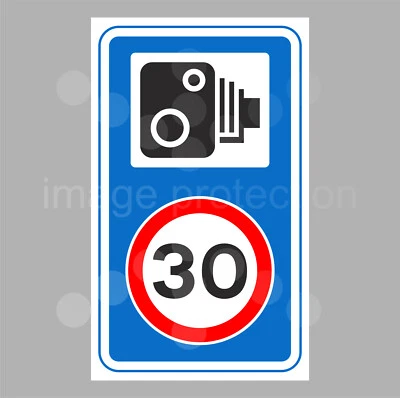 VISION SIGNS Speed Limit Camera Sign 30 Speeding Restriction Warning Sticker Plastic Metal