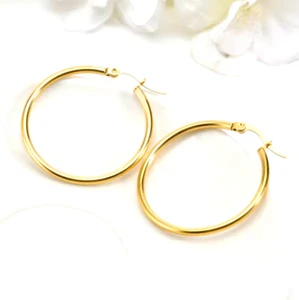 750 Gelbgold Ohrringe 18 Karat Earrings 50mm x 2mm 7,14g Gold PL - Bild 1 von 5