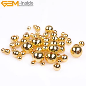 100 Pieces Smooth Spacer Gold Beads For Jewelry Making 18K Yellow Gold Filled - Picture 1 of 17