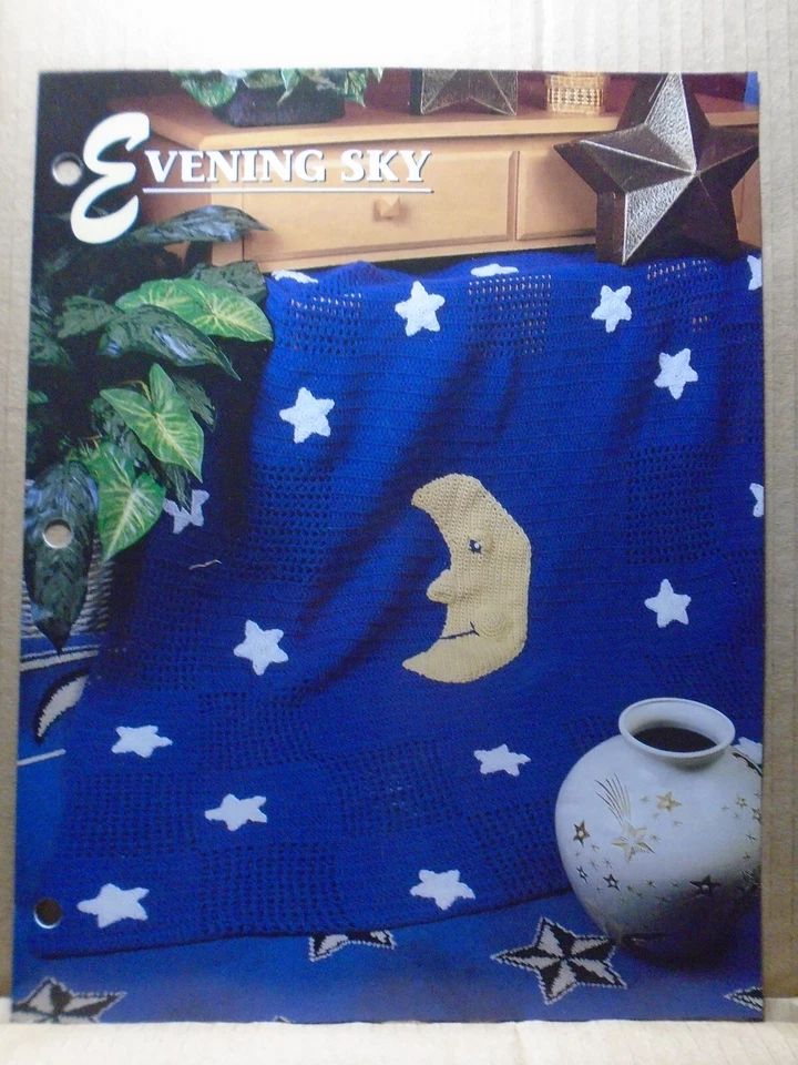 Annie's Attic Evening sky moon,star Crochet Pattern Leaflet Quilt & Afghan Club - Image 1 of 2
