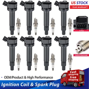 8X Ignition Coil + 8X Spark Plug OEM for Toyota Tundra Sequoia 4.7L V8 UF230 - Picture 1 of 8