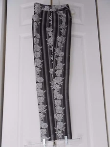 ANN TAYLOR LOFT--STRETCH CHARCOAL BLACK AND WHITE TRELLIS PANTS----SIZE 2 - Picture 1 of 2