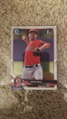 2018 Bowman Chrome "1st Bowman" #BCP2 Bryan Mata Boston Red Sox - Image 1 of 2