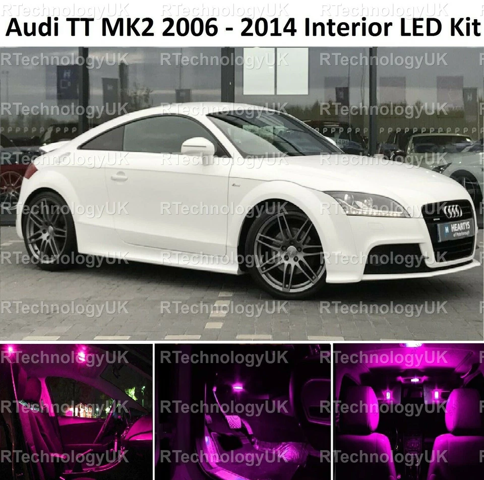 PINK PURPLE PREMIUM Audi TT Mk2 8J interior LED Light Kit Upgrade Xenon NEW - Image 1 of 1