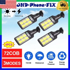 4 Pack 72 COB Solar Flood Light Motion Sensor Wall Yard Street Outdoor RC Lamp - Picture 1 of 12