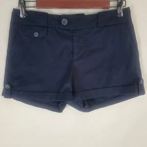 Pantalones Cortos Banana Republic Para Mujer 0 Azul Tiro Bajo Puños Chino Bolsillo Frente Plano - Imagen 1 de 15