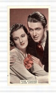 JAMES STEWART & ROSE STRADNER - MOVIE STAR CARD- WIX FILM FAV SER 3 1939 #50