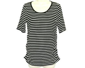 SMALL Maternity Top NEW Black Blouse a glow Striped 4 6 Kohls Shirt Kohls 4 6 S  - Picture 1 of 12
