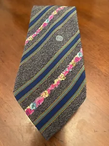 Gucci GG LOGO Tie Silk MENS DESIGNER NECKTIE ITALY PINK GRAY NAVY FLOWERS STRIPE - Picture 1 of 10