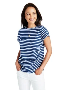 AUTHENTIC Vineyard Vines Ruched Top M Medium Designer Striped T-shirt asymmetric - Picture 1 of 6