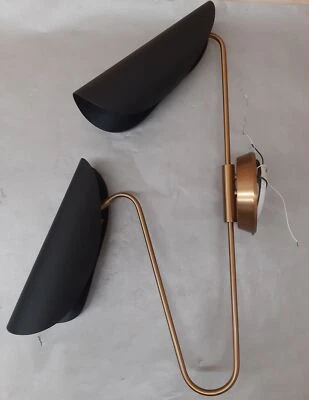 Visual Comfort Tresa Two Light Wall Sconce Midnight Black & Brass AEW1002BBSMBK - Image 1 of 4