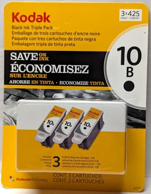 Paquete triple Kodak genuino 10B 3 OEM negro genuino Kodacolor cartuchos de pigmento Foto 1 de 2